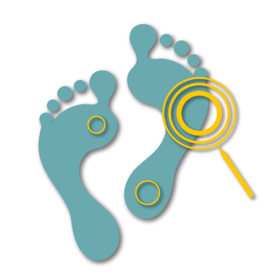 Feet with magnifying glass